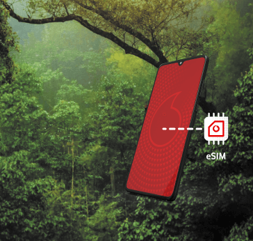 un teléfono móvil sobre un fondo de bosque
